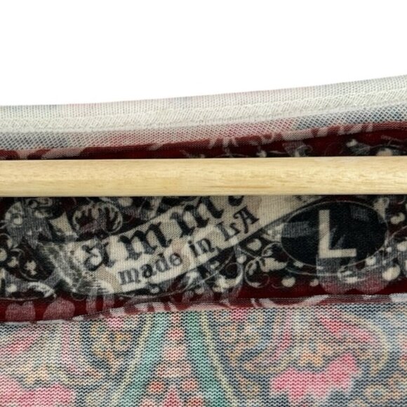 Amma Design Art To Wear Tunic Top Womens Artsy Floral Paisley Print Boho USA SzL - Picture 5 of 9